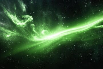 Obraz premium Northern lights in wavelength distortion, green aurora and star white, cosmic dark