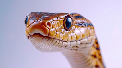 Obraz premium Captivating Close up of an Exotic Venomous Snake with Intricate Scales and Piercing Eyes