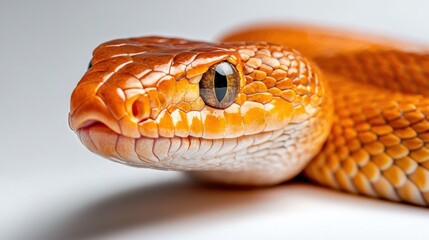 Obraz premium Menacing Orange Snake with Fiery Eyes and Deadly Fangs Coiled in Anticipation