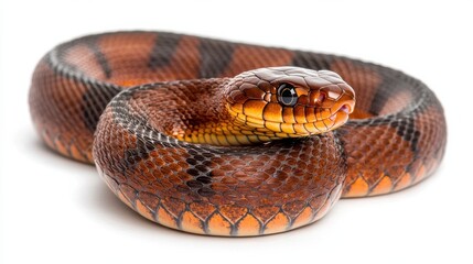 Fototapeta premium Closeup of Coiled Venomous Snake Crawling in Natural Habitat