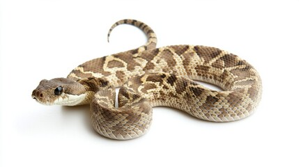 Fototapeta premium Coiled venomous snake in natural habitat on forest floor