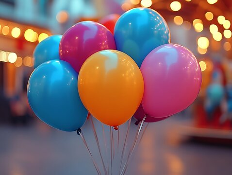 Colorful balloons bunch at fair. (1)