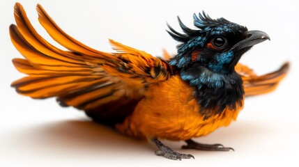 Obraz premium Vibrant Orange and Blue Spangled Cotinga Bird