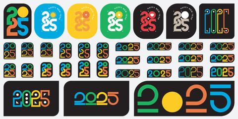 Big collection of 2025 number for the new year cards