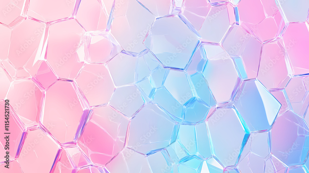 Canvas Prints geometric background with pink and blue connected lines and dots arranged in a crystalline hexagon p