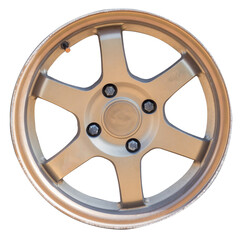 Car tires Alloy wheels isolated on white background dirty