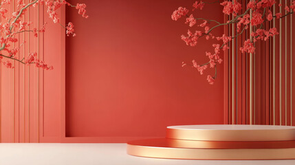 3D rendering flower background e-commerce product exhibition booth