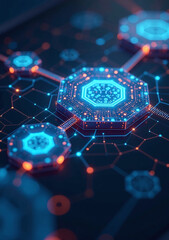 Obraz premium data transmitted structural communication futuristic hexagonal technology concept visual