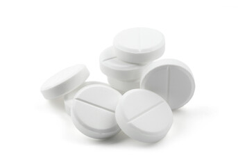 Antibiotic pills isolated on white. Medicinal treatment