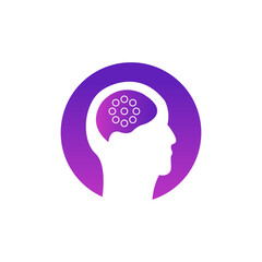 human head with creative mind memory  brain vector icon 