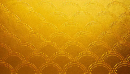 金の和風背景　波模様　鱗模様