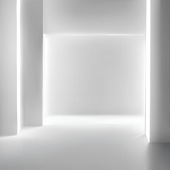 Minimalist White Studio Space with Soft Lighting, A clean, minimalist white studio space with soft, diffused lighting, Ideal for product photography, design mockups, or branding visuals