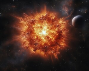 Stellar explosion with a planet.