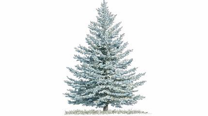 Realistic illustration of a snow-covered evergreen tree isolated on a white background for seasonal and nature-themed designs