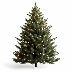 Fototapeta premium Lush Green Christmas Tree Adorned with Warm White Lights for a Festive Holiday Celebration