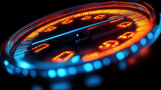 Close-up of a futuristic digital speedometer. - Powered by Adobe