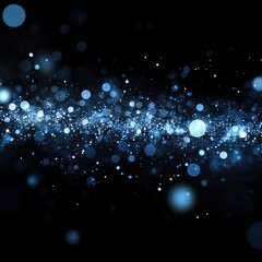 Fototapeta premium Blue line of dots with a black background