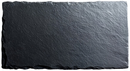 Schwarze Schieferplatte, freigestellt.
