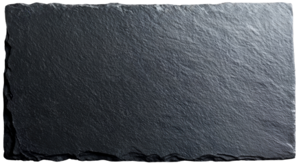 Schwarze Schieferplatte, freigestellt.