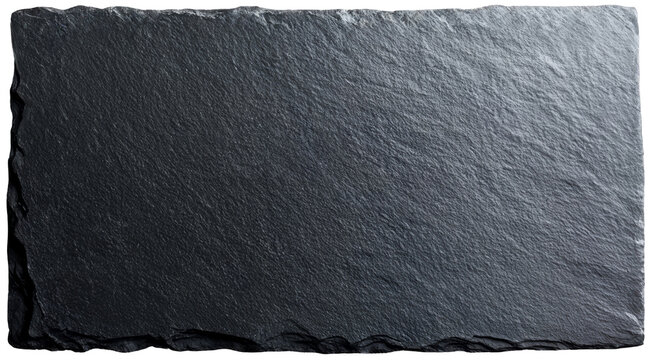 Schwarze Schieferplatte, freigestellt.