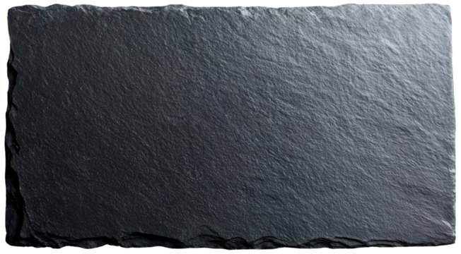 Schwarze Schieferplatte, freigestellt.