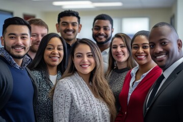 Fototapeta premium Happy Coworkers Posing Together in Office Environment
