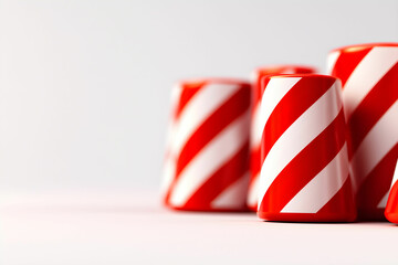 Fototapeta premium Colorful Red and White Striped Cups Stacked in a Creative Arrangement for Party or Event Decoration
