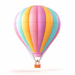 Fototapeta premium Colorful Hot Air Balloon with Stripes in Bright Shades Floating Against a Plain Background