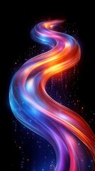 Obraz premium Abstract swirling light trail, vibrant colors on black background.