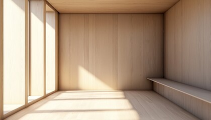 Obraz premium An empty wardrobe in a 3D rendering, showcasing a minimalist design ready to be filled with stylish clothing and accessories.