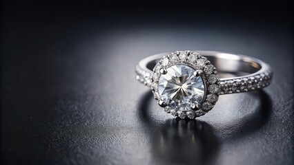 ring with diamonds on a black background rendering, luxury ring, diamond jewelry