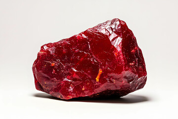 Obraz premium Vibrant Red Gemstone Displaying Natural Clarity and Texture on Neutral Background for Creative Design Projects