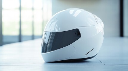Minimalist White Helmet with Futuristic Design