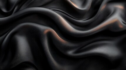 Obraz premium Dark, elegant silk fabric with flowing waves and subtle highlights.