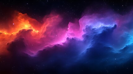 Fototapeta premium Vibrant nebula with red, blue, and orange hues in space.