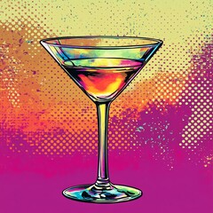 martini glass with cocktail  Pop art style is a trend