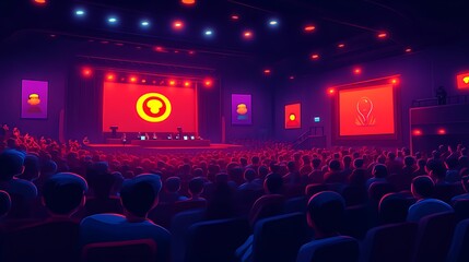 Large crowd at a vibrant indoor concert.