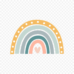 Hand drawn rainbow element. Boho rainbow hand drawn illustration