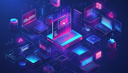 A digital interface showcasing online education icons