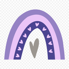 Hand drawn rainbow element. Boho rainbow hand drawn illustration