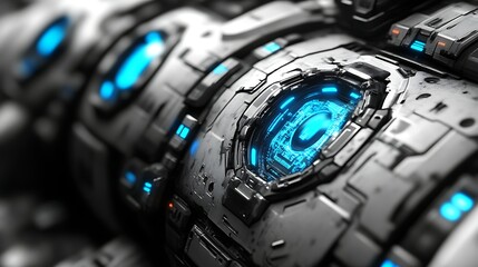 Futuristic tech machine close-up.