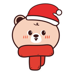 cute hand drawing cartoon bear. cute bear drawing for christmas sticker, winter animal