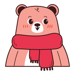 cute hand drawing cartoon bear. cute bear drawing for christmas sticker, winter animal