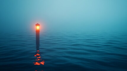 Fototapeta premium Glowing Beacon in Foggy Morning Light