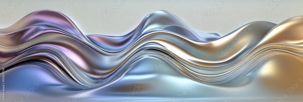 Aufkleber Dynamic waves of color blend in an abstract 3D composition showcasing fluid forms and smooth textures. Generative AI