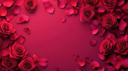Valentine's Day or Wedding Background with Beautiful Roses. Concept for a romantic party invitation or love message. Premium and luxurious Ai-Generative.