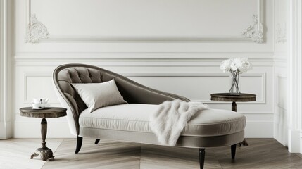 Elegant chaise lounge in a classic interior.