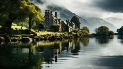 Fototapeta premium Stone Houses by the Lake
