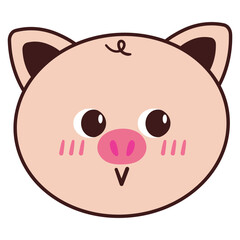 cute cartoon drawing pig. cute animal doodle for sticker, icon