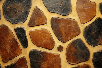Giraffe Spots With Irregular Shapes Showcasing Warm Browns and Textured Patterns in a Natural Design. Generative AI